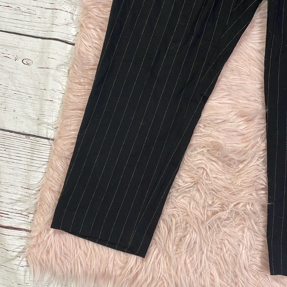 Vince Black Wool Blend Flannel Pull on Stripe Crop Trousers - Picture 8 of 10